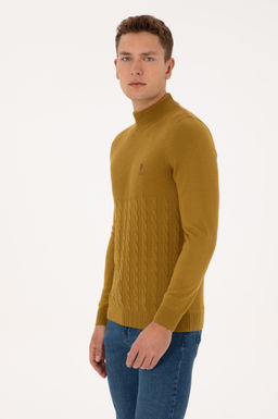 Erkek Slim Fit Yar_m Bal_k__ Yaka Hardal Kazak - U.s. polo assn фото 3