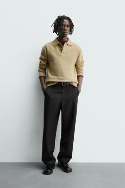 100% WOOL KNIT POLO SHIRT