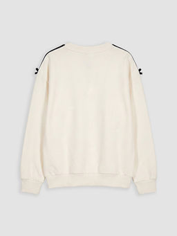 Fiyonklu Bask?l? K?z ?ocuk Sweatshirt
