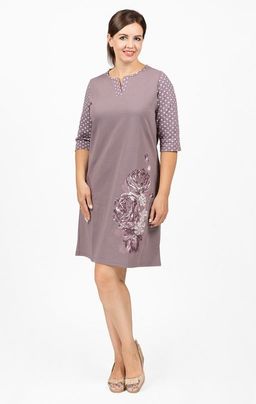 Сорочка теплая, футер с начесом, принт, кофе Цветок (668-3)