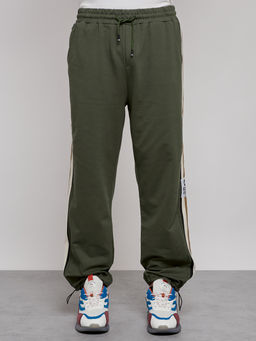 Широкие спортивные штаны трикотажные мужские цвета хаки 12903Kh - Mtforce фото 13