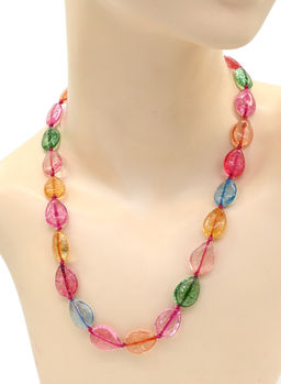 Бусы из хрусталя тонированного "снег" капля 13*17мм, цв.ассорти, 52см