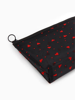 Косметичка женская Little love, с рисунком, на молнии, чёрная