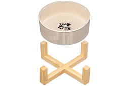 Миска для домашних питомцев 300 мл 12,5*12,5*6 см, с бамбуковой подставкой, бежевая - Elan gallery фото 6