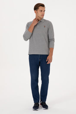 Erkek Regular Fit Polo Yaka Gr_ Melanj Basic Sweatshirt Sepette S_rpriz _ndirim - U.s. polo assn фото 4