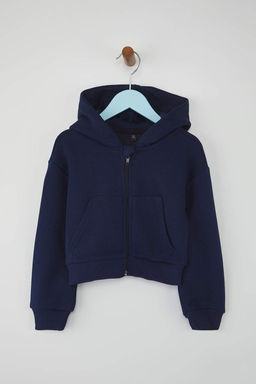 Gri Melanj Pamuklu Crop Fit Duz/Basic Kapusonlu Overize Orme K?z Cocuk H?rka TKDAW26HI00001 - Trendyolmilla фото 6