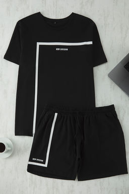 TRENDYOL MAN Siyah Regular Fit Bask?l? Orme Buyuk Beden Pijama Tak?m? TMNSS25AI00000 - Trendyolmilla фото 2