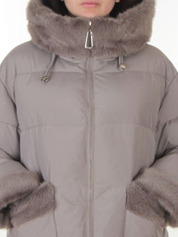 6093 GRAY Куртка зимняя женская оверсайз (200 гр. холлофайбер)