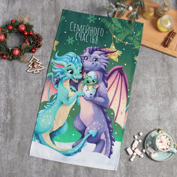 Полотенце Этель Семейного счастья 40х73 см, 100% хл, саржа 190 г/м2