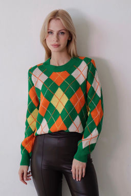 10664 Джемпер с ромбами зелёный - Martichelli фото 3