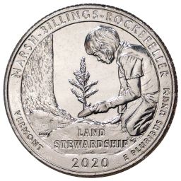 25 центов (1/4 доллара) 2020 года D США Национальные парки  №54 Национальный исторический парк Марш-Биллингс-Рокфеллер