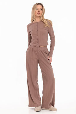 Брюки свободные из рибаны М325432к кофейный - Елена фото 6