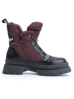 02-FAS21-2Z VINOUS/BLACK Дутики женские (искусственная кожа, плащевая ткань, шерсть)