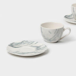 Набор чайный фарфоровый Magistro Real Marble, 4 предмета: 2 чашки 150 мл, 2 блюдца d=12,5 см  фото 5