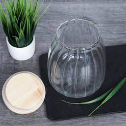 Банка для сыпучих бамбуковая крышка рифленая 1000 мл /LCSC2433/уп 60/ - Галеонтрейд фото 5