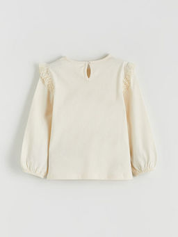 Bisiklet Yaka Dantel Detayl? K?z ?ocuk Ti??rt