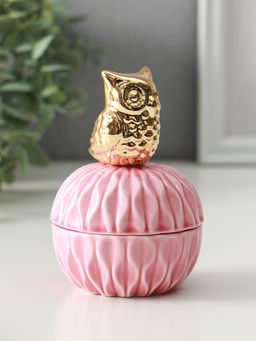 Шкатулка для украшений с крышкой «Золотая бабочка», розовая, 8×8×9 см