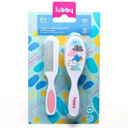 Расчёска детская, массажная щётка с натуральной щетиной для волос в наборе «Малыши и малышки», от 0 мес.