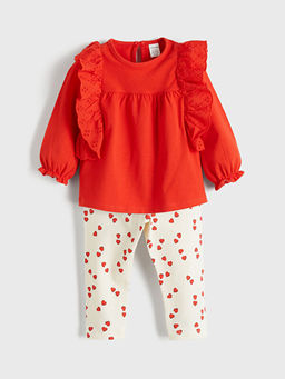 Kalp Desenli K?z Bebek Bluz ve Tayt