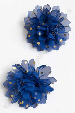 Цветочек шифоновый в горошек 9 см (20 шт) SF-5924, синий №57