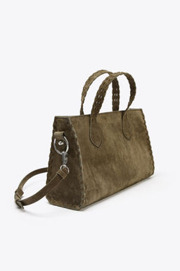 BRAIDED SPLIT SUEDE CITY BAG - Zara фото 5