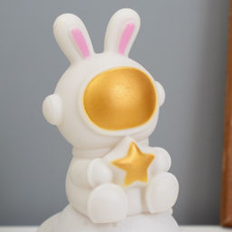 Фигурка светящаяся RISALUX «Заяц со звездой на Сатурне», LED-ночник, 2 Вт, LR44 5×8×13 см