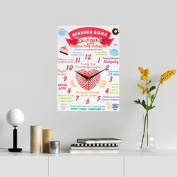 Часы - картина настенные интерьерные «Правила дома бабушки», 30×40 см, на холсте, бесшумные