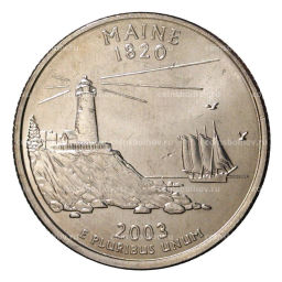 25 центов (1/4 доллара) 2003 года Р США Штаты и территории  Мэн