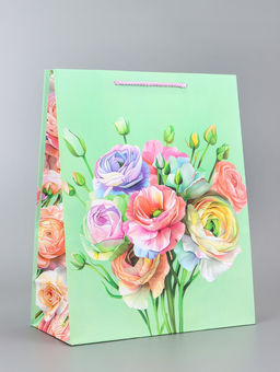 Цена за 2 шт. Пакет подарочный ламинированный вертикальный Цветочный вальс, 26?12?32 см