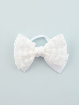 Цена за 6 шт. Бант для волос на резинке «Школьница. Стиль», классика полосы, 12 см, белый