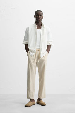 COTTON-LINEN RELAXED FIT TROUSERS - Zara фото 3