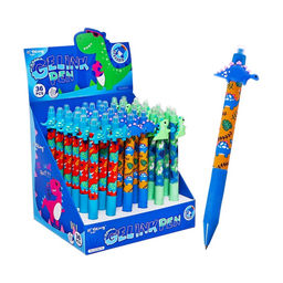 Цена за 36 шт. Стираемая ручка Yalong «Дино», гелевая, автоматическая, синий стержень, узел 0.5 мм, МИКС