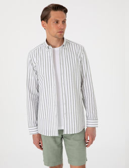 Haki Regular Fit _izgili Uzun Kollu G_mlek - Pierre cardin фото 3