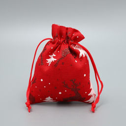 Цена за 5 шт. Мешочек подарочный холща Новогодняя пора, олени, 10 х 12 см +/- 1.5 см