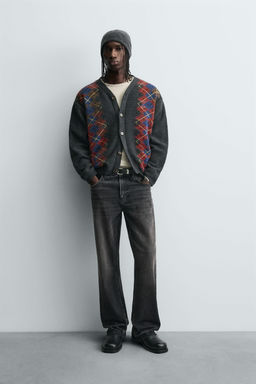 DIAMOND JACQUARD CARDIGAN