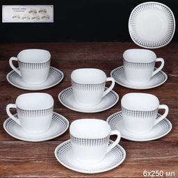 Чайный набор 12 предметов 250 мл квадратная / FXB220/FBD220-6A (7066) уп 8 Точки