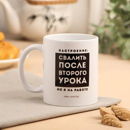 Кружка с сублимацией Свалить после второго урока, 320 мл
