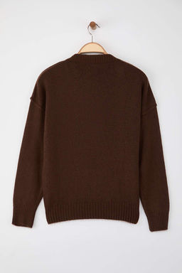 Wardrobe Essentials Kahverengi Yunlu Premium IplikBasic Genis Kal?p Triko Kazak | TWOAW26KZ00068 - Trendyolmilla фото 6