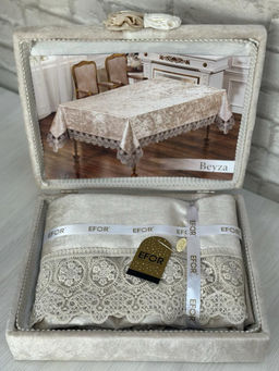 Скатерть EFOR BEYZA 160*220 в сундучке прямоугольник капучино CAPI