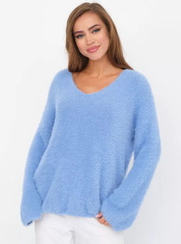 K13201 Джемпер (вязаный трикотаж) ГОЛУБОЙ