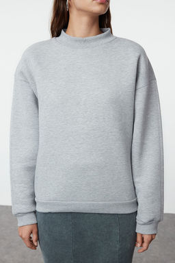 TRENDYOLMILLA Bordo Kal?n Ici Polarl? Yar?m Bal?kc? Yaka Relaxed/Rahat Kal?p Orme Sweatshirt TWOAW20SW0584  фото 13