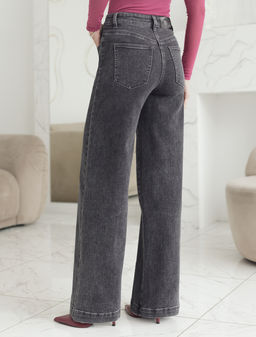 Джинсы трубы прямые с декоративной стиркой из эластичного денима - Vilatte фото 3