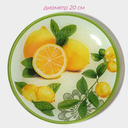 Тарелки Доляна Дольче, 19 предметов: 6 десертных тарелок, 6 обеденных тарелок, 6 мисок, салатник, стекло, зелёные, жёлтые фото 5