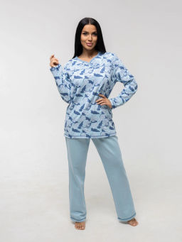 Пижама женская, цвет голубой