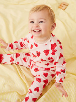 Kalp Bask?l? K?z Bebek Pijama Tak?m?