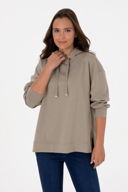 Kad_n A__k Haki Sweatshirt Sepette S_rpriz _ndirim