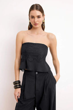 Siyah Dantel Detayl? Yoryo Sifon Bluz TPRSS26BZ00050