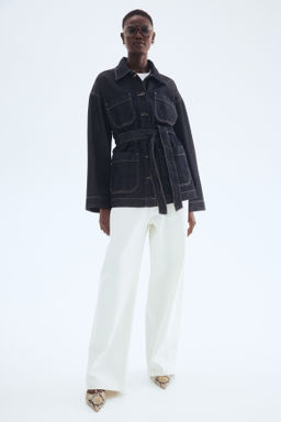 Chaqueta denim con cintur?n de anudar - H&m фото 3