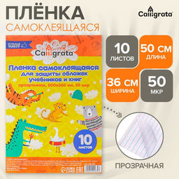 Цена за 2 шт. Пленка самоклеящаяся, 50×36 см, прозрачная, 10 листов, 50 мкм, МИКС