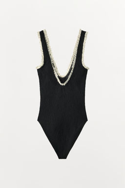 BODY SEAMLESS ENCAJE / Negro / Blanco - Zara фото 10